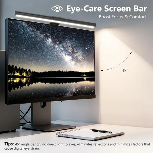 Miniatura 6 de Barra de luz para monitor, lámpara de lectura USB para cuidado de los ojos, luces de computadora LED de 11.8'' con iluminación ultra ancha, luz