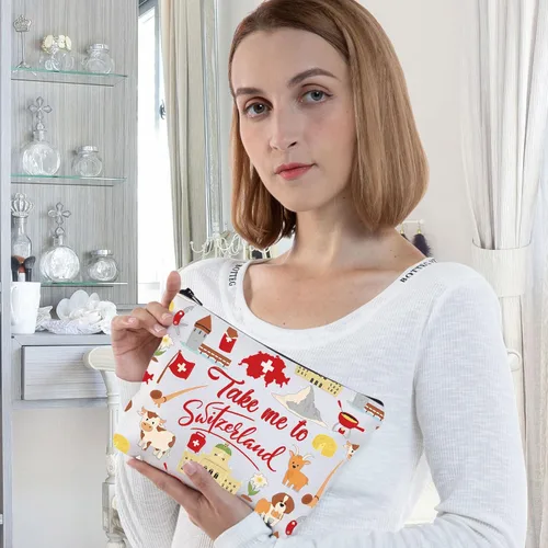 Miniatura 7 de WZMPA Suiza Bolsa de Cosméticos de Viaje Suiza Regalo de Recuerdo Llévame a Suiza Bolsa con Cremallera Bolsa Bolsa Suiza Mercancía, A Suiza, Bolsa