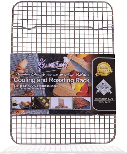KITCHENATICS Bandeja de Enfriamiento Pequeña de Cuarto de Hoja para Cocinar y Hornear, Parrilla de Acero Inoxidable Segura para Horno, Parrilla de
