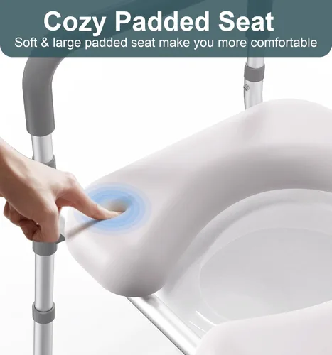 Miniatura 7 de HOMLAND - Asiento elevado para inodoro con asas, elevador de asiento de inodoro de 500 lb elegible para FSA HSA para personas mayores con bandeja