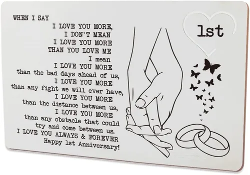 Miniatura 11 de THRXOBN Tarjeta de regalo de primer aniversario para él, marido, tarjetas de aniversario para hombres, romántica tarjeta de metal grabada, regalos