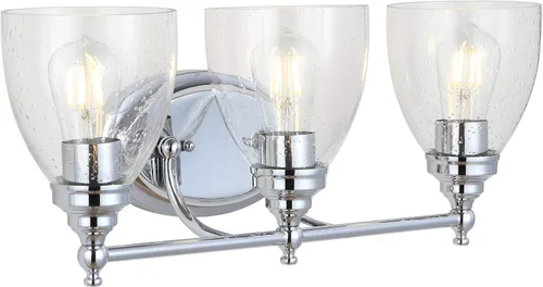 Miniatura 15 de JONATHAN Y Lámpara de pared LED cromada de 5.5 pulgadas, cableado para baño, pantalla de vidrio transparente con semillas, iluminación de pasillo