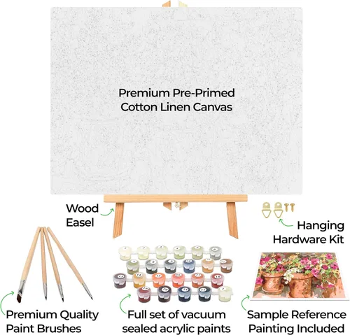Miniatura 2 de Ledgebay - Kit de pintura por números DIY para adultos en lienzo enmarcado, principiante a avanzado, incluye set de pintura acrílica, pinceles
