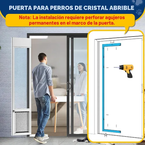 Miniatura 3 de Puerta grande para perros para puerta de vidrio deslizable, puerta para mascotas que se puede abrir para puertas de vidrio deslizables, todo