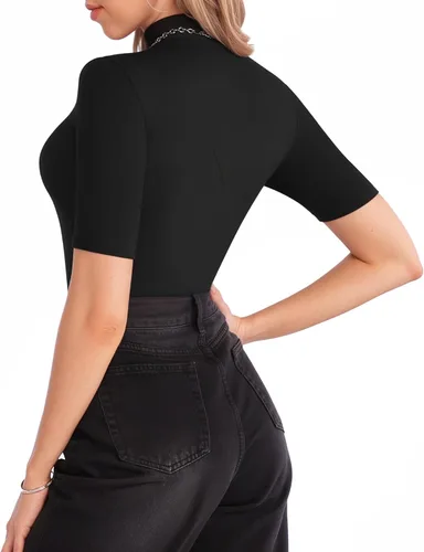 Miniatura 4 de MANGOPOP Camiseta de manga 34 con cuello alto falso para mujer