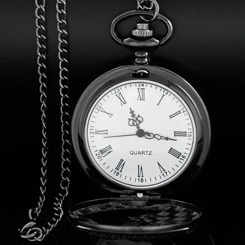 Miniatura 2 de Alwesam Engraved Pattern Design Quartz Pocket Watch RomanArabic Numerals for Birthdays Xmas Best Gifts