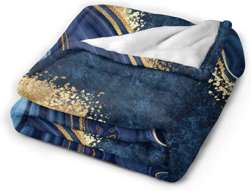 Miniatura 2 de Perinsto Manta de mármol pintado azul ultra suave y cálida para todas las estaciones, manta decorativa de forro polar para cama, silla, automóvil