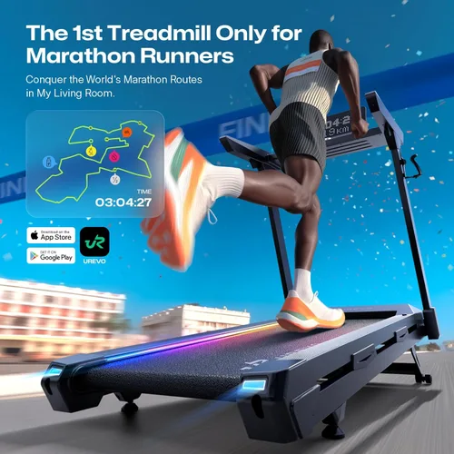 Miniatura 2 de 1st Smart Home - Cinta de correr solo para maratonistas con masajeador inteligente de pantorrillas, cintas de correr silenciosas UREVO para el hogar