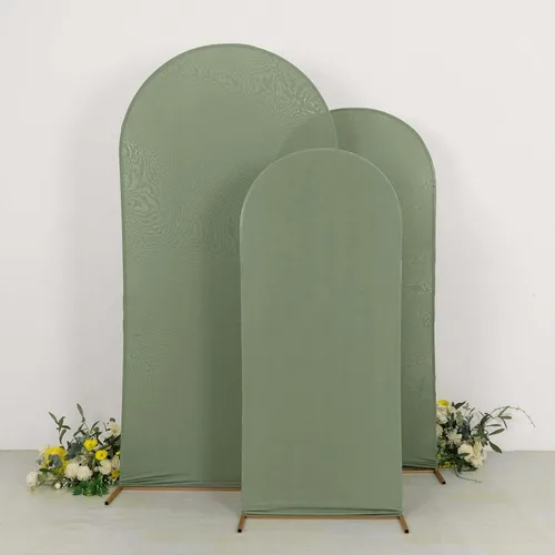 Efavormart - Juego de 3 fundas de spandex verde salvia polvoriento mate ajustadas para arcos de boda para soportes de fondo Chiara de parte superior