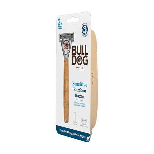Miniatura 7 de Bulldog Cuidado de la piel - Rasuradora de bambú sensible con mango suave y 2 repuestos de cuchillas