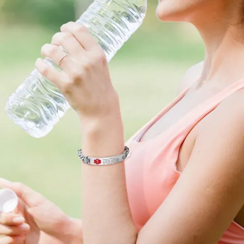 Miniatura 3 de Pulseras de identificación de alerta médica personalizadas para mujeres y hombres, pulseras médicas de emergencia para adultos, pulseras médicas
