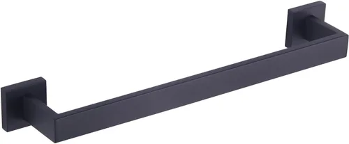 GERZWY Barra de toalla de baño de acero inoxidable SUS 304 de 16 pulgadas, color negro mate, estilo moderno, montaje en pared FG160140-BK