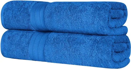 Superior Juego de 2 toallas de baño de fibra larga 100% algodón peinado de 27.64 oz/m², para baño, ducha, cocina, súper suave, afelpado, altamente