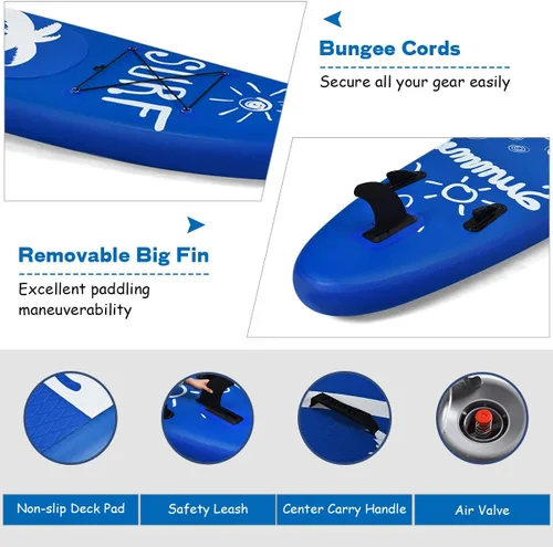 Miniatura 2 de GYMAX Tabla de remo, tabla de remo inflable con accesorios de SUP, aleta extraíble, paleta, bomba, correa y bolsa de transporte, tablas de remo