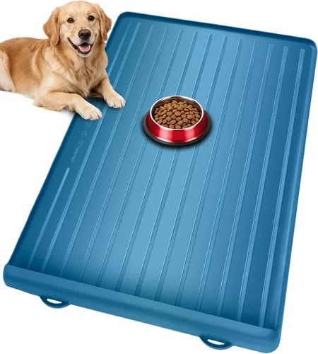 Miniatura 10 de Tapete para comida y agua para perros, tapete grande de alimentación de mascotas de 39.4 x 27 pulgadas con bolsillo para recolección de residuos
