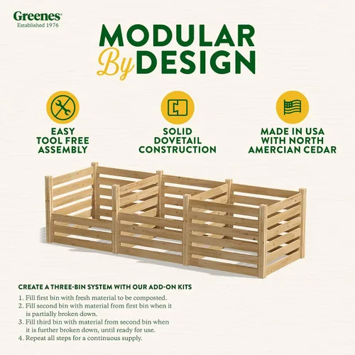 Miniatura 4 de Greenes Fence Premium Cedar Wood Composter, 31" L x 31" W x 31" H (3/4" Thick) / 128.96 gallons - Made in USA with North American Cedar