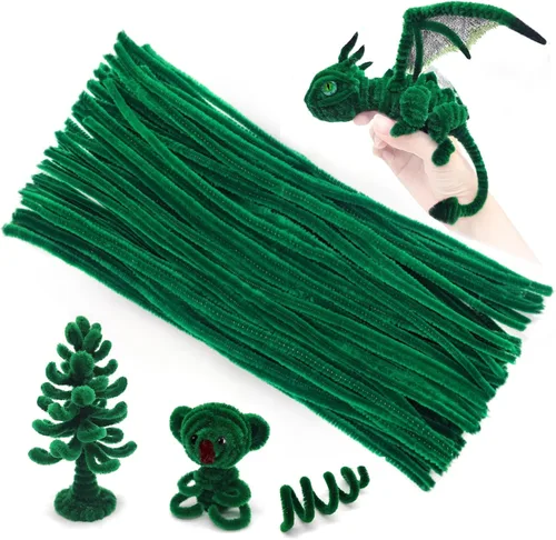 BlingKingdom 100 limpiadores de tuberías esponjosos, tallos de felpilla, suministros de manualidades para hacer coronas, decoraciones navideñas,