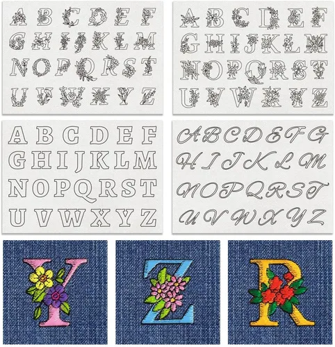 BENECREAT 4 Estilo 104 Piezas A-Z Alfabeto de Flores Solubles en Agua, Estabilizadores de Bordado Desmontables de Patrón Boho para Encaje, Camisas,