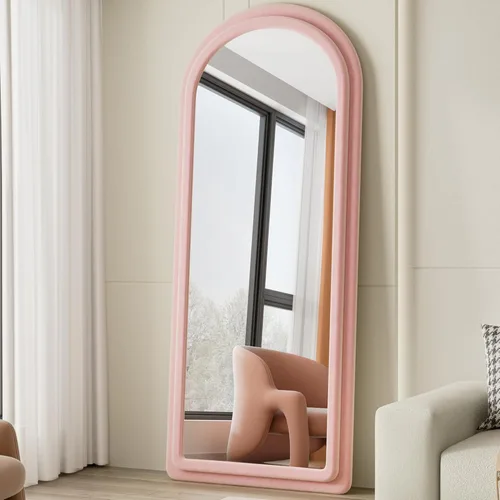 Espejo de Piso, Espejo de Cuerpo Entero con Soporte, 63"x24" Espejo Arqueado Independiente de Cuerpo Entero para Colgar o Apoyar, Espejos de Pared