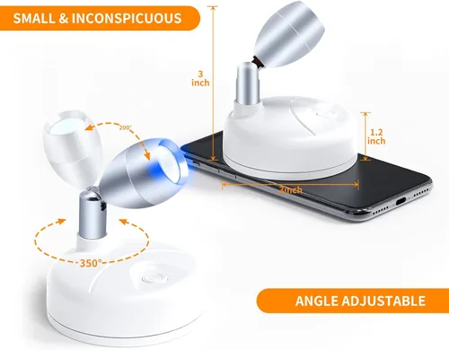 Miniatura 3 de Foco pequeño con batería con control remoto, RGB LED inalámbrico pequeño foco giratorio con atenuador y temporizador para pintura de obras de arte