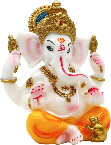 Miniatura 7 de Estatua de Dios indio Señor Ganesha de 5.5 pulgadas de alto, estatuas de ídolo hindú Ganesh Murti para decoración de automóvil, templo Mandir Pooja