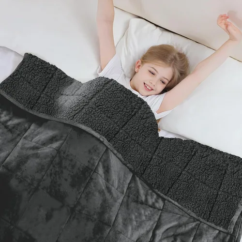 Miniatura 23 de Aemicion Manta con peso para niños de 7 libras, tamaño individual de 41 x 60 pulgadas, cómoda, suave y esponjosa Sherpa, manta pesada para niños
