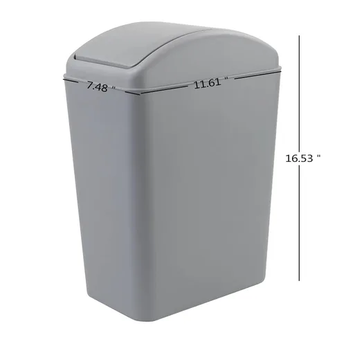 Miniatura 3 de Cubo de basura de plástico de 4.5 galones, bote de basura con tapa giratoria, color gris
