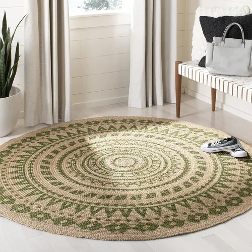 Miniatura 7 de SAFAVIEH Colección Natural Fiber - Alfombra de área redonda de 3 pies, color negro y natural, hecha a mano con mandala boho de yute trenzado, ideal