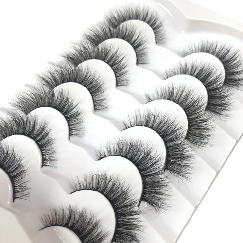 Miniatura 4 de Pooplunch - Pestañas postizas de visón sintético, look de ojo de gato natural, volumen esponjoso, 7 pares de tiras de pestañas postizas suaves