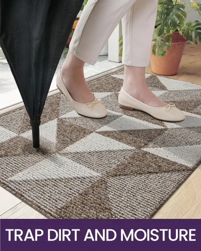 Miniatura 3 de DEXI - Alfombras para puerta de entrada, antideslizante, lavable, absorbente, resistente a la suciedad en el interior, alfombra de entrada de perfil