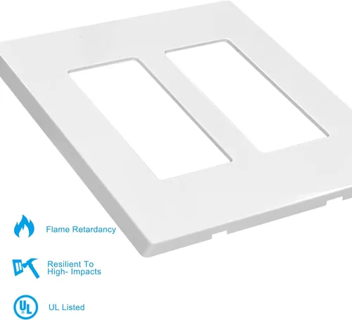 Miniatura 3 de Placas decorativas de pared de 2 segmentos sin tornillos, cubierta de placa frontal termoplástica irrompible para interruptor de toma de receptáculo