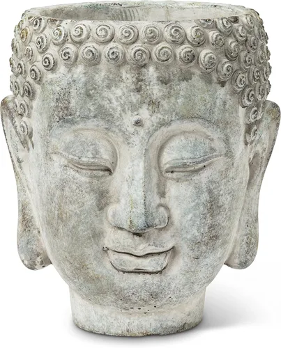Miniatura 8 de Abbott Collection 27-DHARMA/350 SM - Maceta pequeña con cabeza de Buda, color gris (5.5 pulgadas de alto)