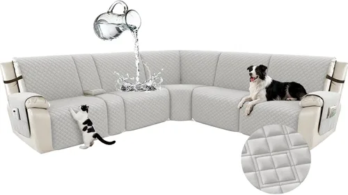 Miniatura 21 de Arfntevss Fundas para sofá seccional reclinable para sofá seccional en forma de L, funda antideslizante lavable para sofá reclinable con forma de L