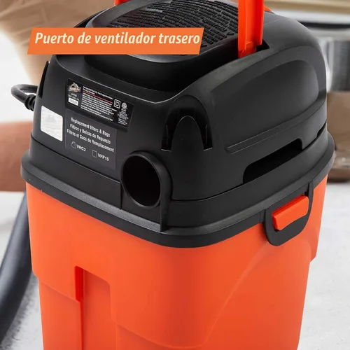 Miniatura 6 de Armor All® AA155 Aspiradora portátil húmeda/seca de 1.5 galones y 2 HP pico, naranja