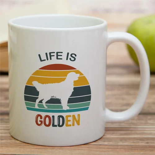 Miniatura 3 de Retreez - Taza divertida con texto en inglés "Cute Golden Retriever Life is Golden Dog Lover Dog Mom Dad", 325 ml, taza de café de cerámica, regalo