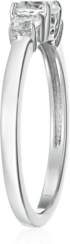 Miniatura 2 de Tienda Essentials Anillo redondo de 3 piedras de plata de ley chapada en platino o oro hecho con circonita cúbica de elementos infinitos