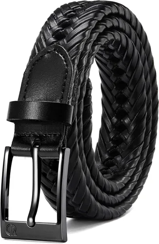 CHAOREN Cinturones trenzados de cuero para hombre, cinturón de cuero tejido casual de 1 1/8 pulgadas para pantalón de vestir