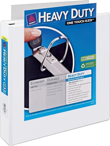 Miniatura 10 de Avery Carpeta de 3 anillos resistente, extra ancha, anillos EZD de 3 pulgadas, 1 carpeta blanca (01321)