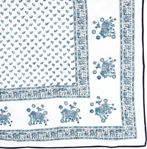 Miniatura 3 de Reversible 100% Cotton Lightweight Blanket, Indian Blanket, AC Blanket Throw, 90x 108'' (Blue-Elephant-Peacock)