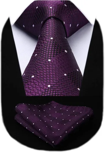 Miniatura 191 de HISDERN Conjunto de corbata a cuadros a cuadros pañuelo tejido clásico formal para hombre corbata y bolsillo cuadrado