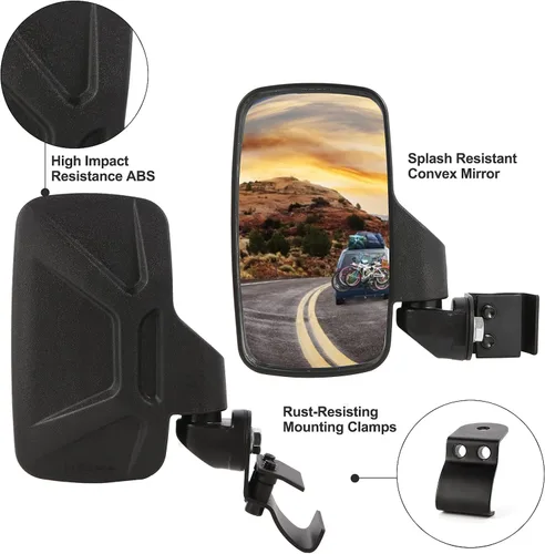 Miniatura 4 de UTV Ranger Espejo Retrovisor y Juego de Espejos Laterales Compatible con Polaris Ranger 500 570 900 1000 XP Crew 2015-2024, Accesorios UTV de Tubo