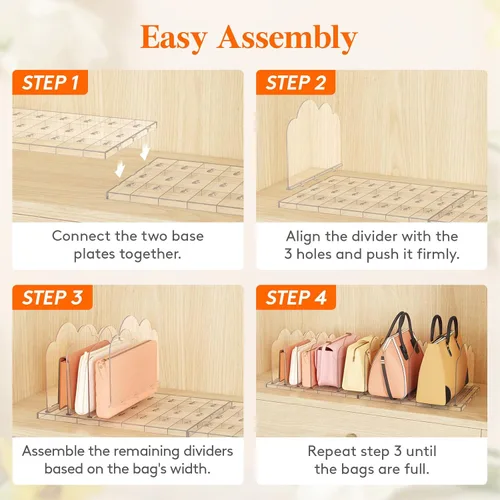 Miniatura 6 de Lifewit Paquete de 3 Organizadores de Carteras de Plástico para Clóset, Divisores de Estantes Ajustables para Organización de Clóset, Organizador