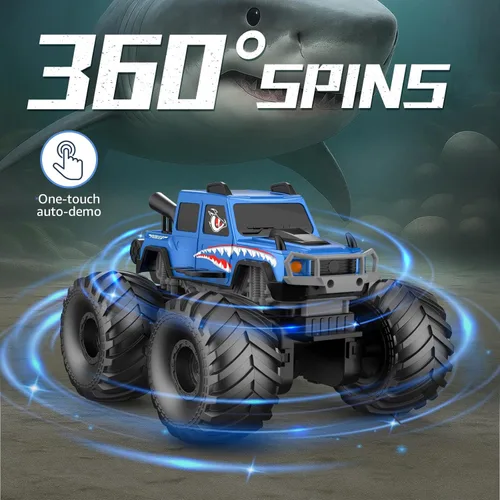 Miniatura 3 de NQD® Juguetes de Camión Monstruo, Camión RC 4x4 Impermeable con Rotación 360°, Camiones Monstruo Anfibios de Control Remoto, 2.4GHz Todo Terreno Azul