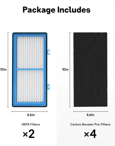 Miniatura 6 de Leemone Reemplazo de filtro Aer1 para purificadores de aire Holmes, HAPF30AT (4 filtros HEPA reales + 8 filtros de refuerzo de carbono), paquete