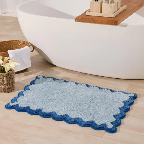 Miniatura 30 de ORTIGIA Pequeña y Linda Alfombra de Baño con Volados, Alfombras de Baño de Microfibra de Lujo en Blanco y Rosa, Antideslizante, Lavable, de Secado