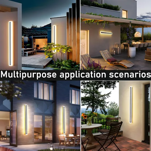 Miniatura 6 de Paquete de 2 lámparas de pared LED modernas para exteriores, 31.5 pulgadas, impermeable, IP65, blanco cálido, 110 V, lámpara de montaje en pared