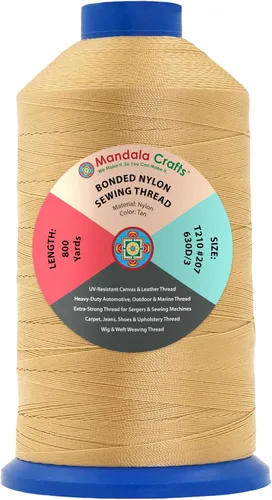 Miniatura 299 de Mandala Crafts - Hilo de nailon para coser cuero, tapicería, mezclilla y para trenzar el pelo; resistente, 1500 yardas, tamaño 69 T70 Marrón