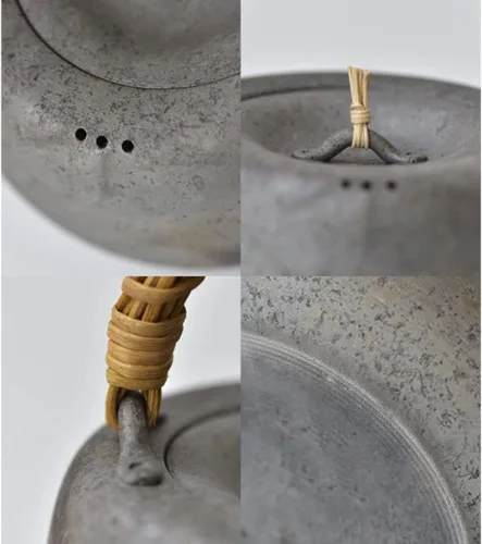 Miniatura 5 de LIOONS Hervidor de té con mango antiquemaduras, estilo vintage, hecho a mano, de cerámica fina, para el hogar, cocina, al aire libre, 30.4 onzas