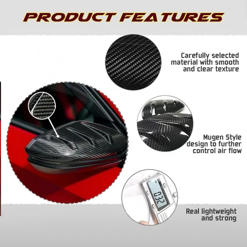 Miniatura 4 de Tapas de espejo para Honda Civic de 10ª generación 2016-2021 Sedan Coupe Hatchback Crider Envix de fibra de carbono real, estilo Mugen, puerta