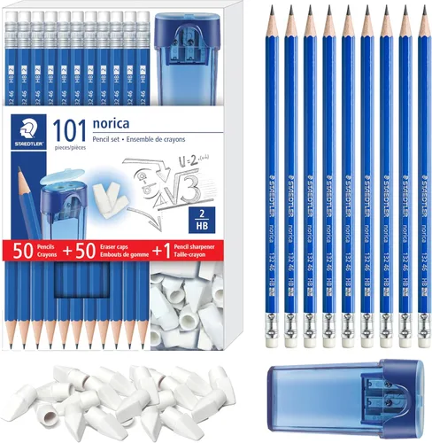 Miniatura 11 de STAEDTLER Norica #2 HB Lápices de clase con gomas de borrar, juego de suministros escolares de 144 unidades, plomo resistente a la rotura, lápices